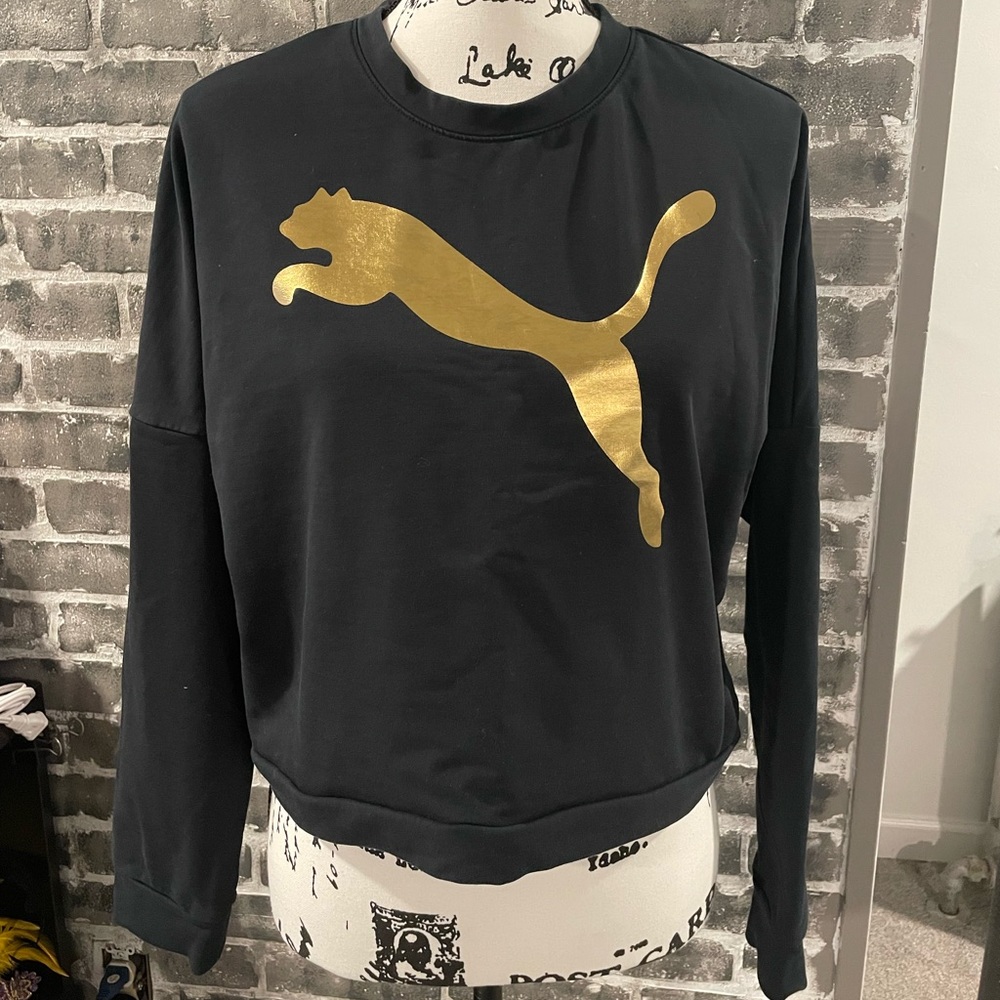 Black and Gold Puma Drifit Crop Top Womens Size Medium